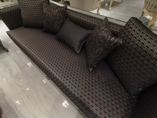 Deluxe conjunto de salón sofá y sillón premium, sofá y sillón nuevos marrón.
