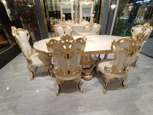 Conjunto de sillas de comedor 6x sillas Grupo de muebles de lujo Sillones SofásetId de asientos