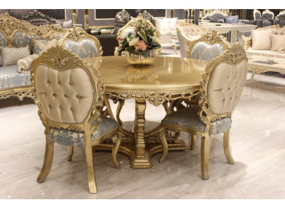 Conjunto de 6 sillas de comedor de diseñador de estilo antiguo de madera de lujo, nuevo.