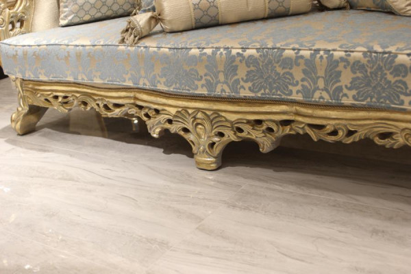 Sofá Chesterfield 3 plazas tapizado clásico de tela y madera nuevo.