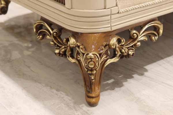 Lujo Sofá de 3 plazas Muebles de salón Sofá elegante de 3 plazas Textil beige