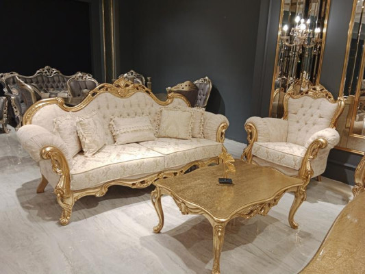 Chesterfield Sofá de diseñador de 3 plazas Sofá Tapizado de tela Nuevo