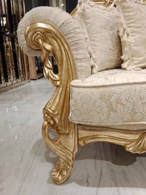 Chesterfield Sofá de diseñador de 3 plazas Sofá Tapizado de tela Nuevo