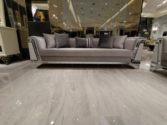 Elegantes Salón Muebles Sofá de 3 plazas Sofá de 3 plazas de alta calidad en gris.