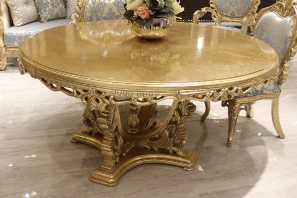 Mesa de comedor de lujo redonda Diseño de mesa mesas de comedor clásicas muebles dorados nuevos