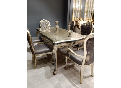 Muebles de comedor de diseño Mesa de comedor de madera Mesa Dorada Espacio para 6 personas