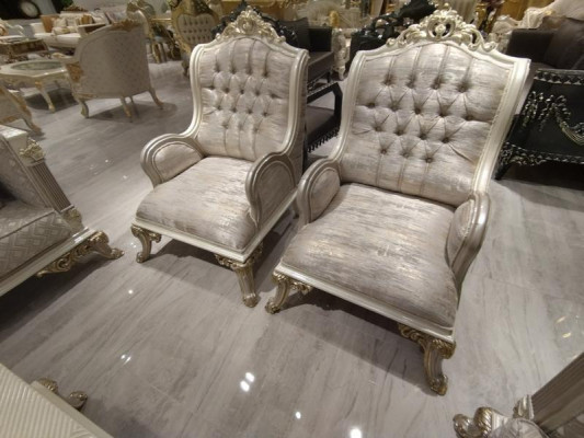Exquisito sillón de sala de estar, muebles de sala de estar de lujo, sillón con asientos.