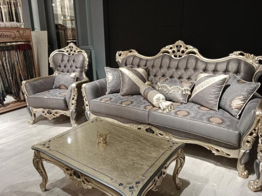 Muebles de salón de lujo, sillón de alta calidad, sillón gris nuevo, relajante.