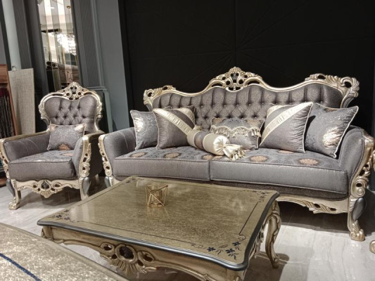 Muebles de salón de lujo, sillón de alta calidad, sillón gris nuevo, relajante.