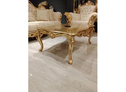 Mesa de centro mesas Mesa Chesterfield mesa Diseño Muebles de lujo Oro Madera Sala de estar Nuevo