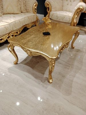 Mesa de centro mesas Mesa Chesterfield mesa Diseño Muebles de lujo Oro Madera Sala de estar Nuevo