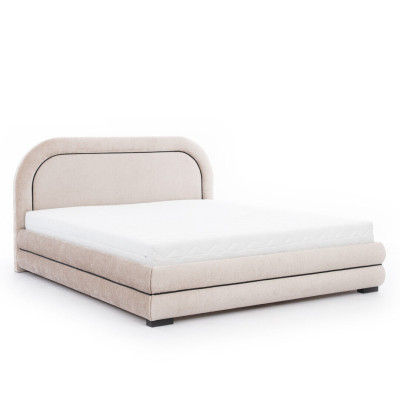 Dormitorio conjunto diseñador beige cama doble 2x mesitas de noche textiles