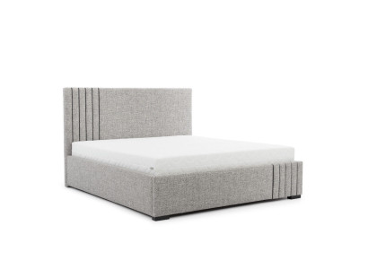 Elegante cama doble gris diseño dormitorio camas cabecero grande.