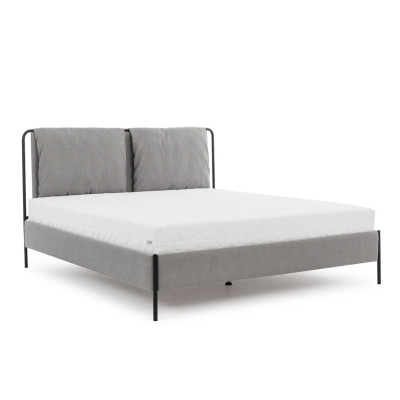 Dormitorio moderno cama cama doble gris estructura de metal camas de tela
