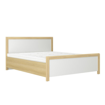 Dormitorio Cama de madera Cama doble blanca Diseñador Estructura de madera clara Nueva