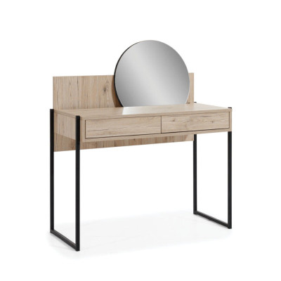 Espejo de tocador marrón, tocador cosmético moderno de lujo de madera.