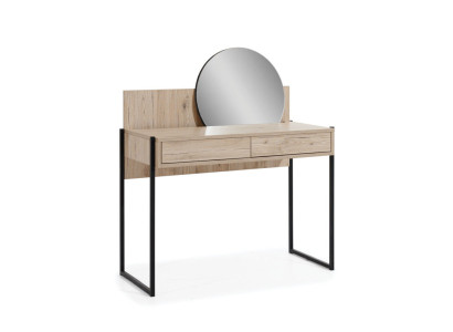 Espejo de tocador marrón, tocador cosmético moderno de lujo de madera.