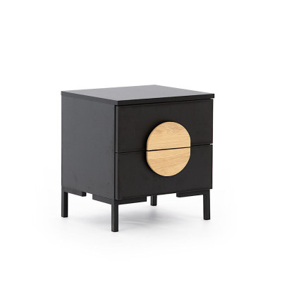 Mesa de noche negra diseño de mesita de noche con 2 cajones mueble de madera