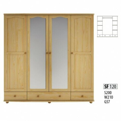 Armario de dormitorio de madera Armario Hecho a mano de madera maciza Armario de 4 puertas.