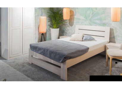 Conjunto completo de dormitorio con cama y 2 mesitas de noche de 100x200cm en madera maciza de Loft.