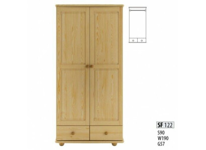 Armario de madera con perchero para ropa en dormitorio. Muebles de madera maciza.