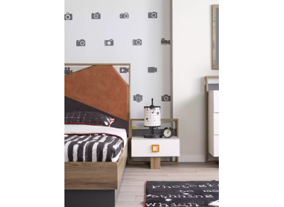 Mesa de noche, mesita de noche, mesita de noche para niños, habitación de niños, madera, gris, moderna.