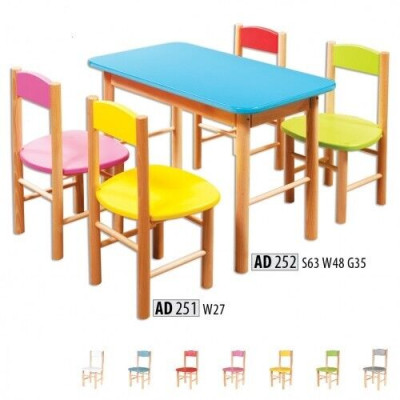 Conjunto de sillas para la habitación de niños, juego de asientos de madera maciza de 5 piezas. Grupo de asientos taburete.