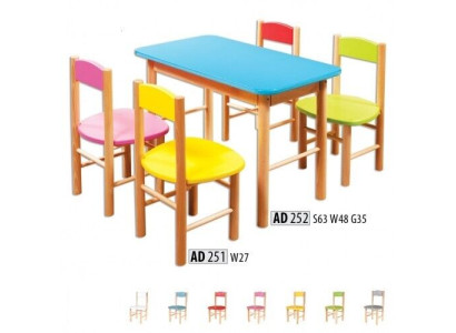 Conjunto de sillas para la habitación de niños, juego de asientos de madera maciza de 5 piezas. Grupo de asientos taburete.