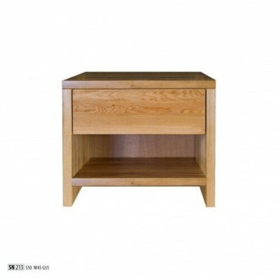Mesa de noche con 1 cajón de madera maciza, estante consola de roble.