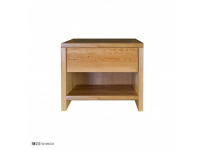 Mesa de noche con 1 cajón de madera maciza, estante consola de roble.