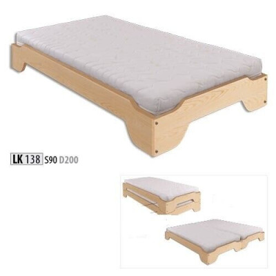 Cama de madera maciza de pino individual de 90x200 nueva.