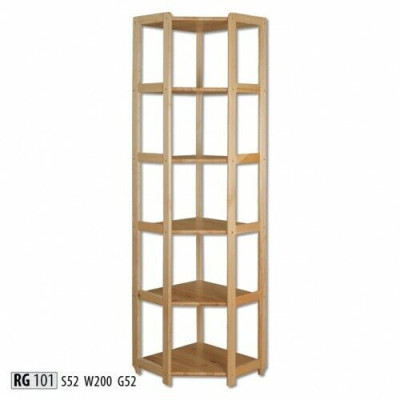 Estantería de esquina de madera maciza de pino natural hecha a mano para la oficina.