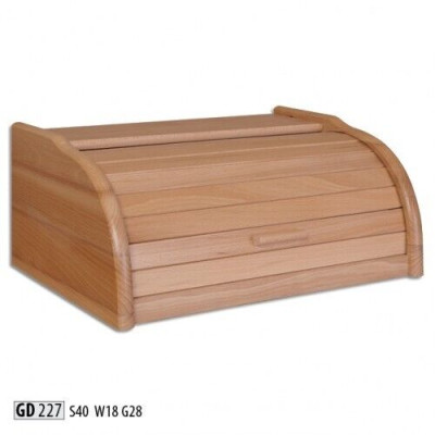 Caja de pan de haya de 40 cm Caja de pan con persiana enrollable Pan Cajón de rodamiento de pan Madera auténtica Cofre