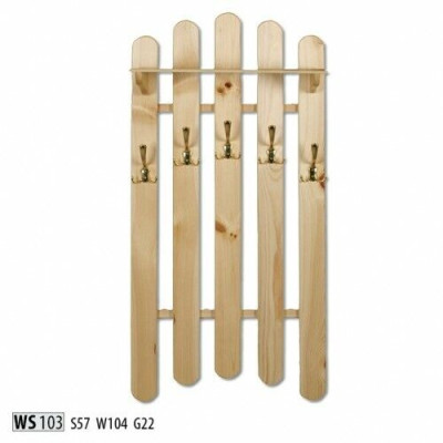Perchero de pared hecho a mano de madera de pino macizo Armario con 5 ganchos