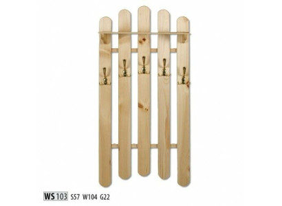 Perchero de pared hecho a mano de madera de pino macizo Armario con 5 ganchos