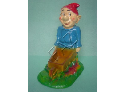 Figura de enano con carretilla Estatua de jardín Escultura Figuras Esculturas Nuevo 43 cm