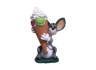 Figura de conejo con forma de helado expositor para heladería restaurante estatuas gastronomía 131 cm nuevo