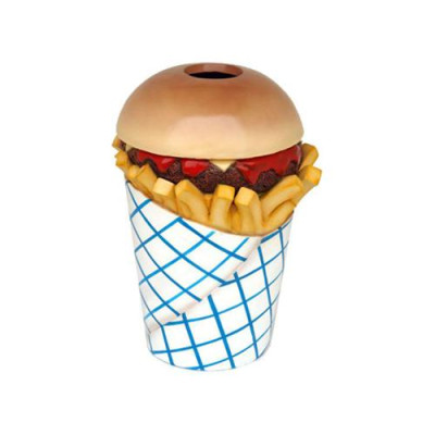 Escultura de basura de comida rápida, cubo de basura, cubo, restaurante, estatua, figuras, gastronomía.