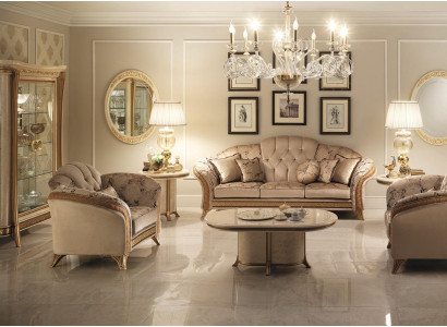 Sofá de 3 plazas + 2 plazas + 1 plaza. Conjunto de sofás de salón Arredoclassic.