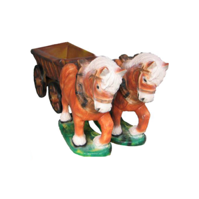 Caballos de tiro 2 con carro figuras de jardín estatua escultura figura estatuas 45 cm nuevo.