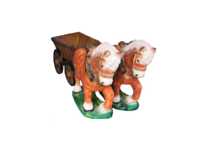 Caballos de tiro 2 con carro figuras de jardín estatua escultura figura estatuas 45 cm nuevo.