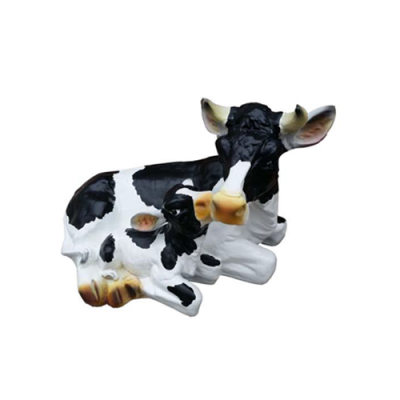 Decoración Jardín Figuras de plástico Figura pintada a mano Estatua Vaca divertida 36cm Nueva