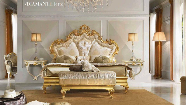 Cama clásica de estilo barroco rococó cama de hotel cama tapizada cama doble 180x200 cm