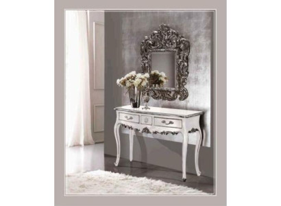 Consola con espejo, consola de lujo, cómoda de decoración, mesa de pared clásica.