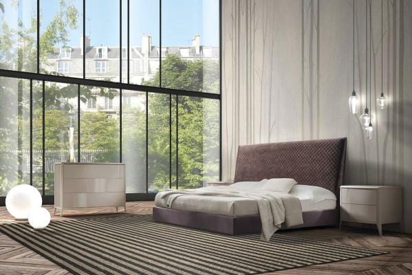 Cama + 2 mesitas de noche 3 piezas. Conjunto de dormitorio Diseño Moderno Lujo Muebles italianos nuevos
