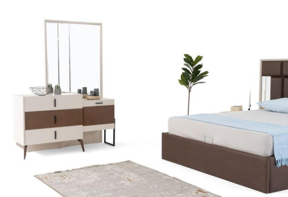 Mesa de tocador, tocador, cómoda de maquillaje, espejo, madera, beige, consola