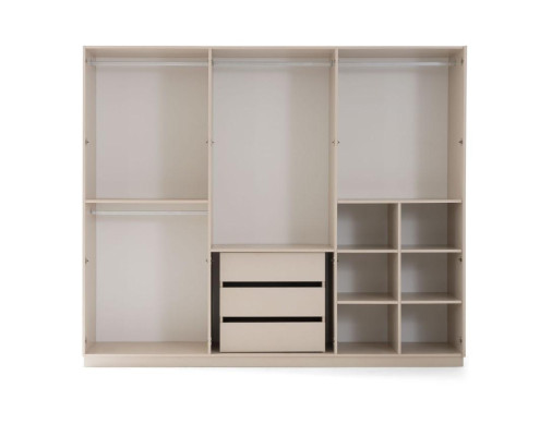Juego de dormitorio cama doble mesitas de noche marrón 4 piezas armario de madera