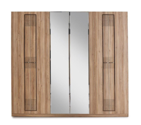 Juego de dormitorio cama doble mesitas de noche marrón cama 4 piezas armario.