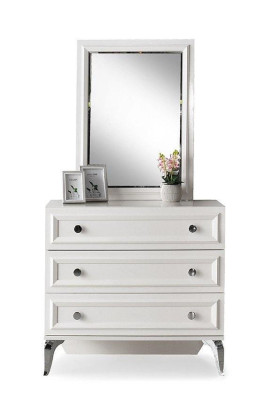 Cómoda completa con armario espejo Armario de madera Blanco Dormitorio