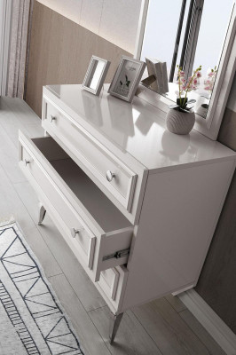 Cómoda completa con armario espejo Armario de madera Blanco Dormitorio